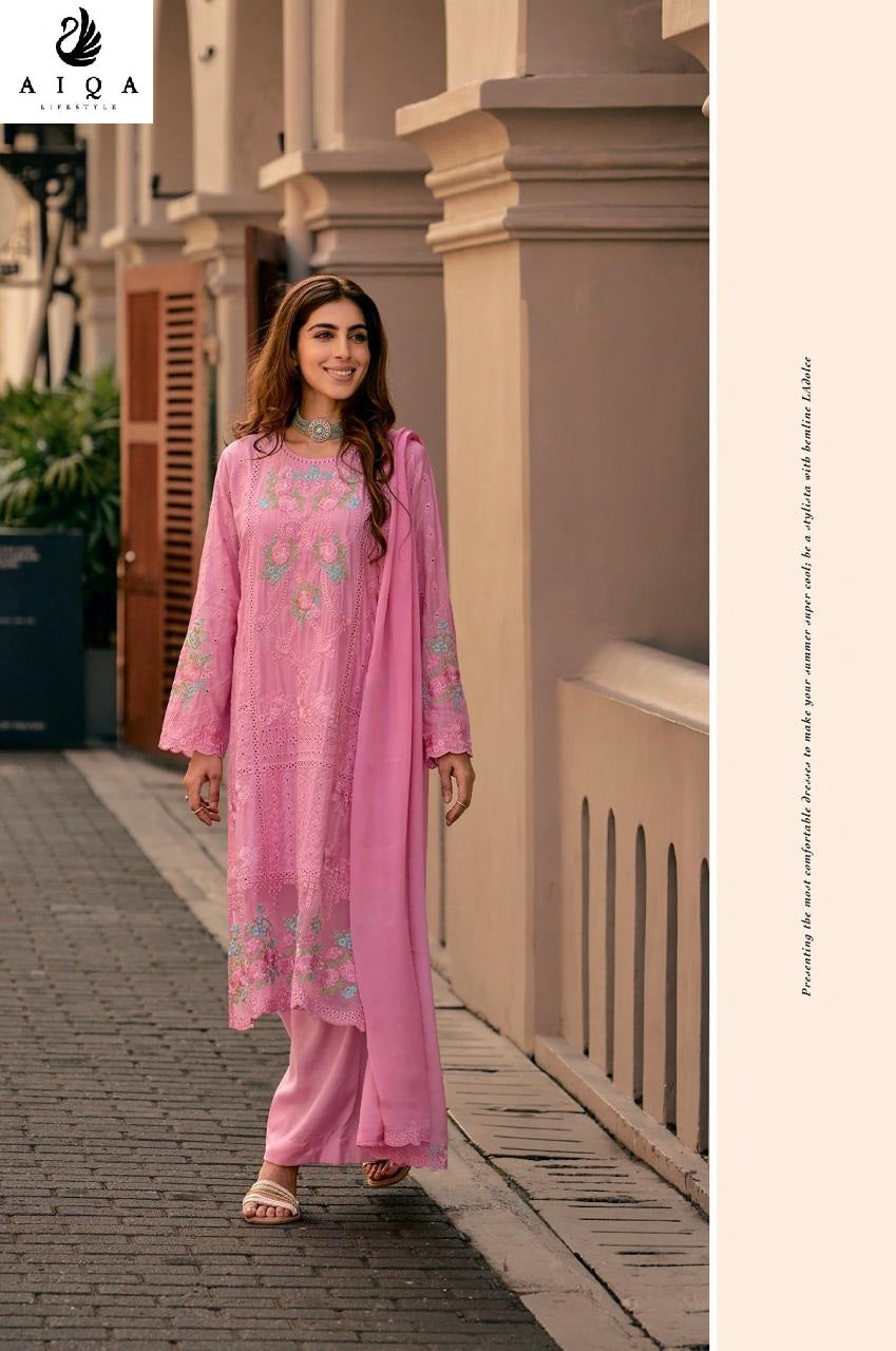 Hemline Aiqa Muslin Silk Pant Style Suits Wholesaler Gujarat