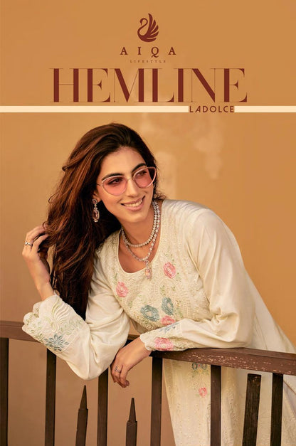 Hemline Aiqa Muslin Silk Pant Style Suits Wholesaler Gujarat
