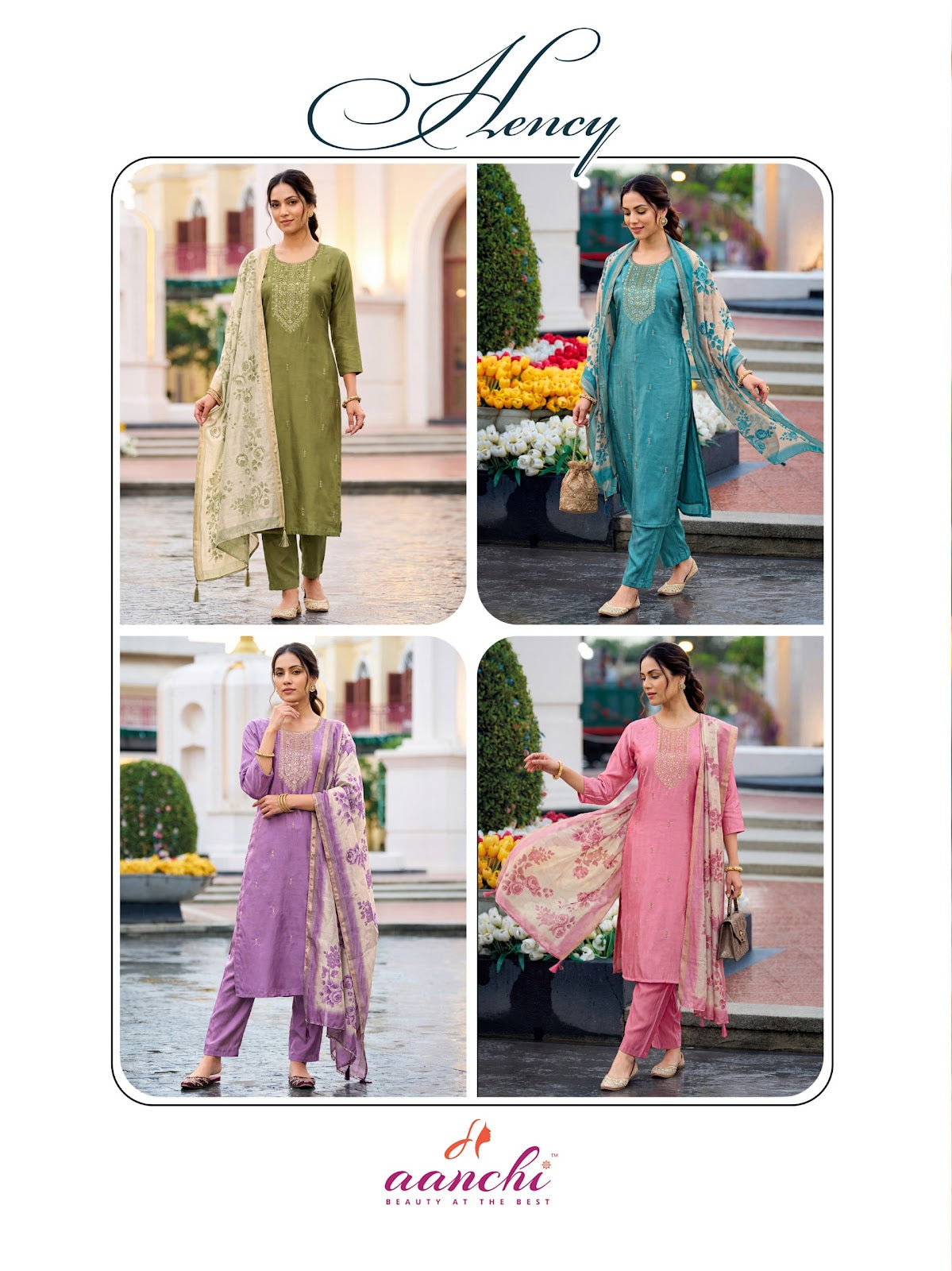 Hency Aanchi Silk Readymade Pant Style Suits Supplier Ahmedabad