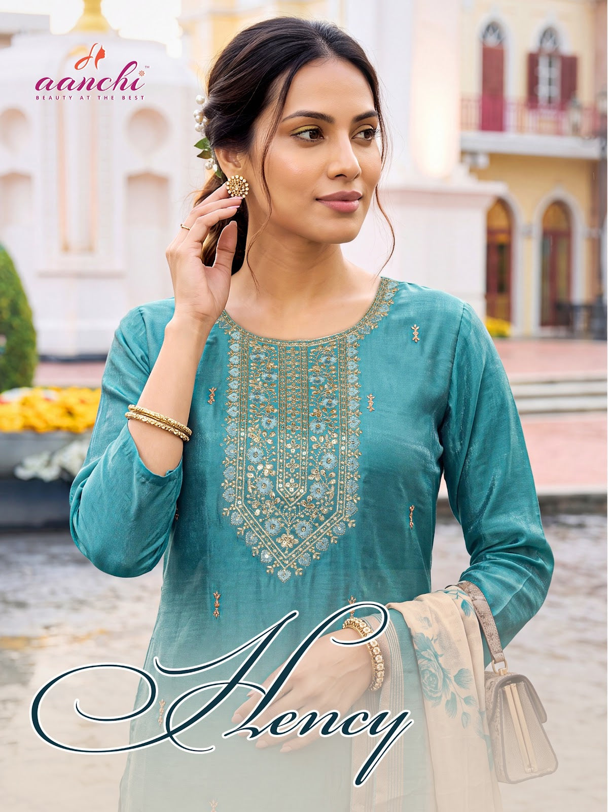 Hency Aanchi Silk Readymade Pant Style Suits Supplier Ahmedabad