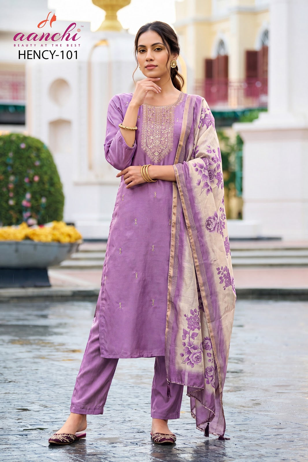 Hency Aanchi Silk Readymade Pant Style Suits Supplier Ahmedabad