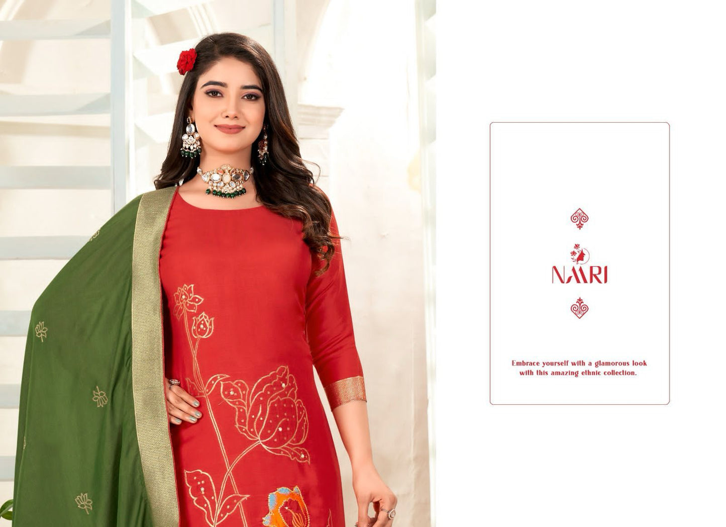 Henley Naari Jacquard Pant Style Suits Wholesale