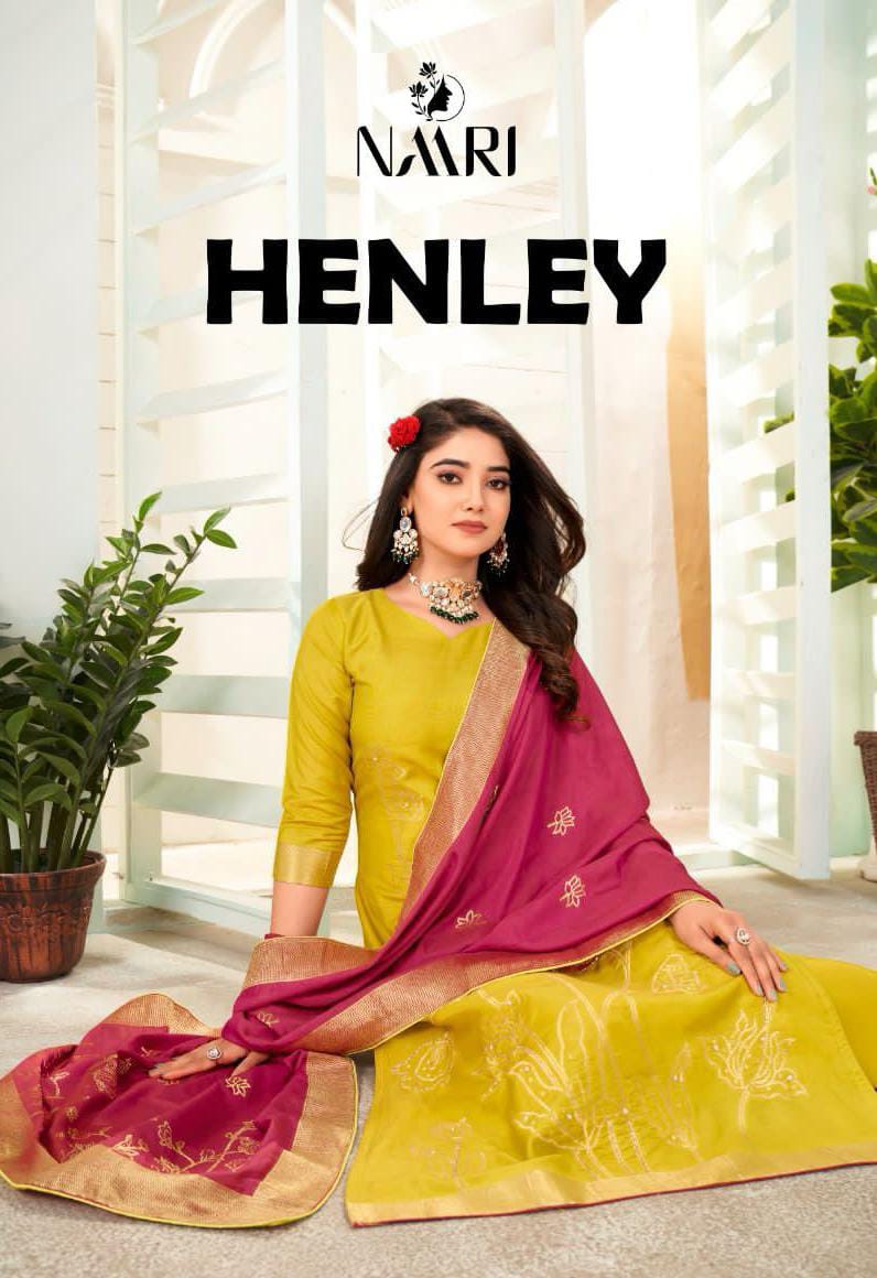 Henley Naari Jacquard Pant Style Suits Wholesale