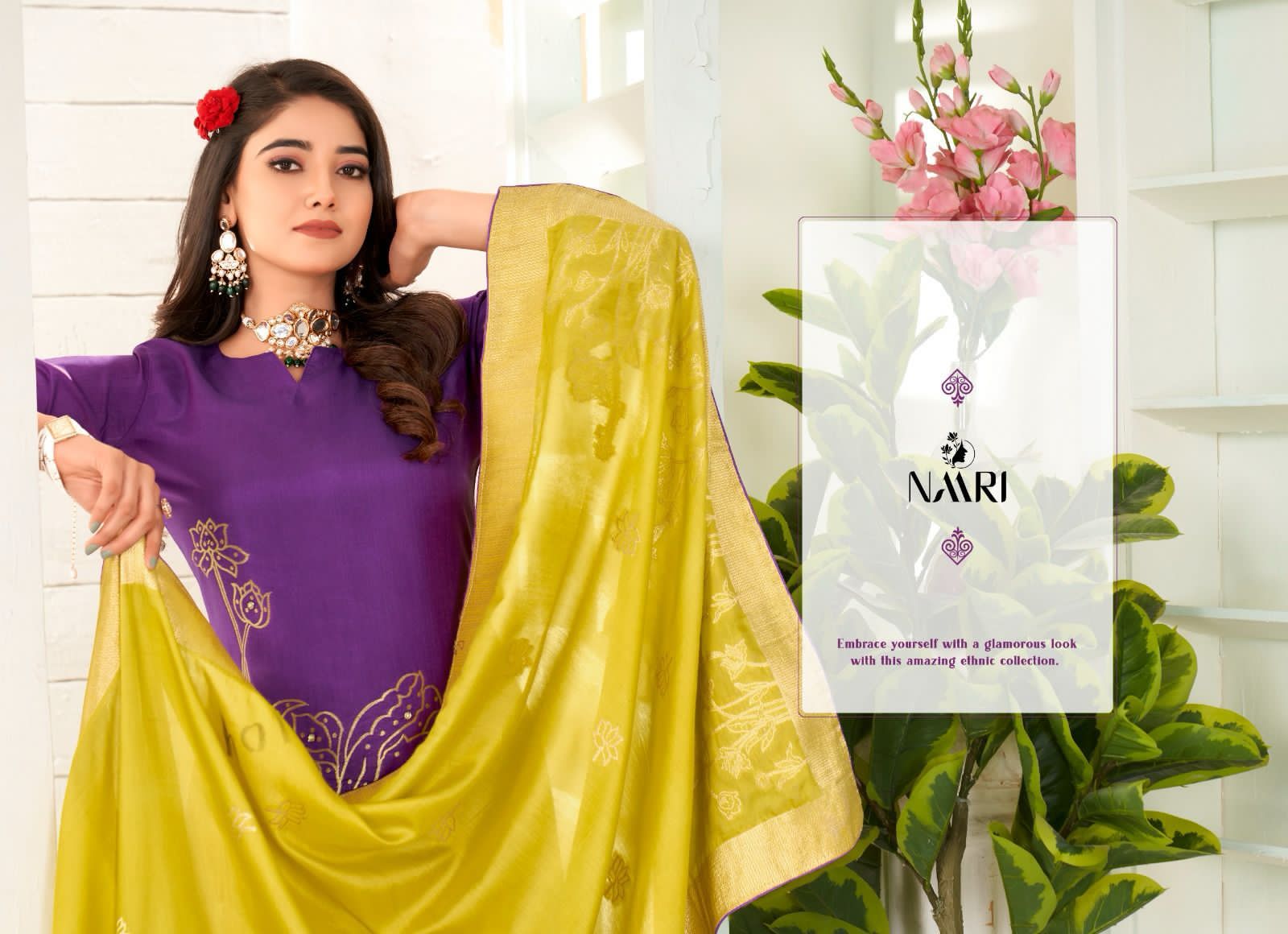 Henley Naari Jacquard Pant Style Suits Wholesale