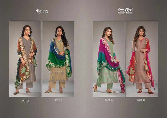 Henna 5871 Omtex Russian Silk Pant Style Suits Supplier Gujarat