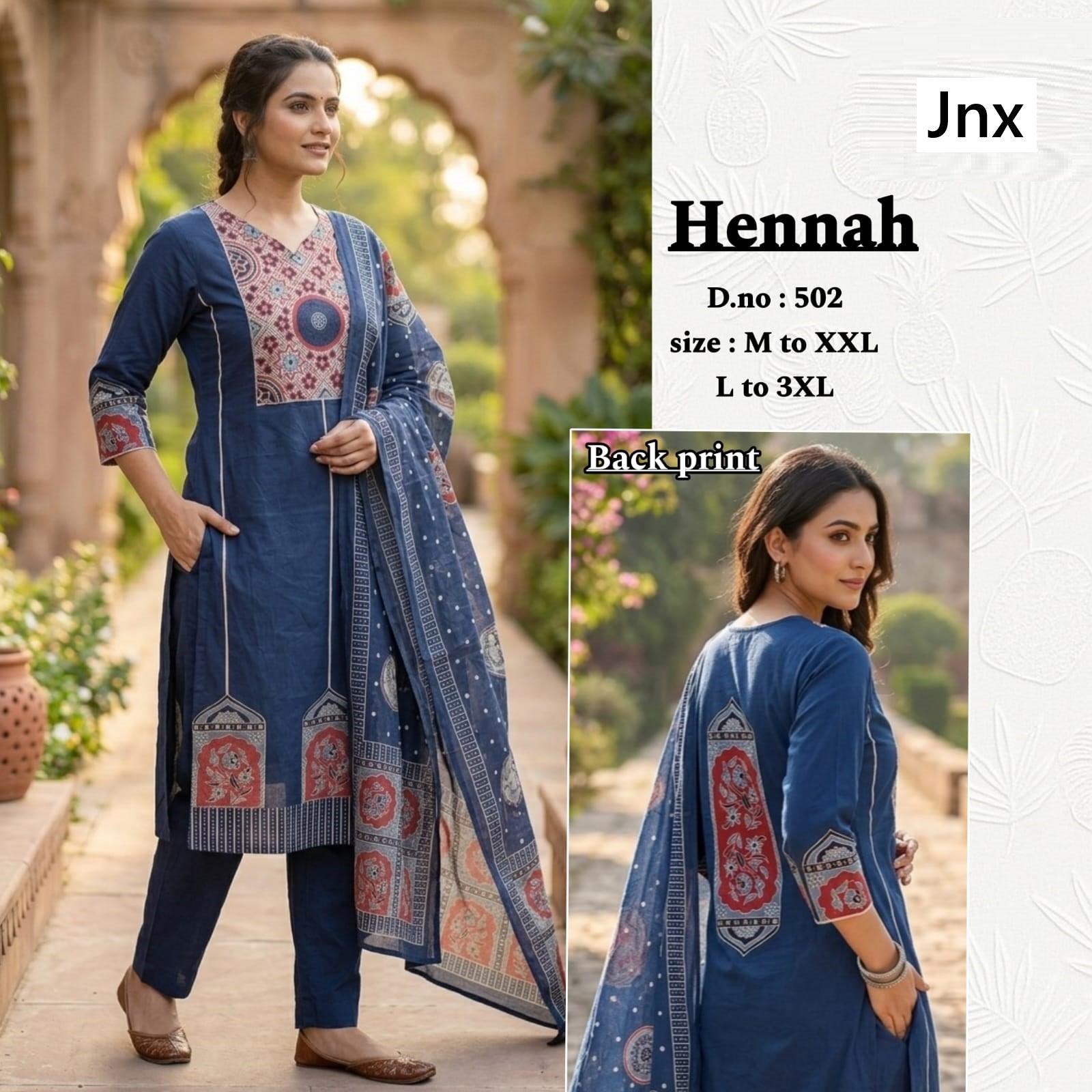 Hennah Jnx Readymade Cotton Pant Suits Exporter India