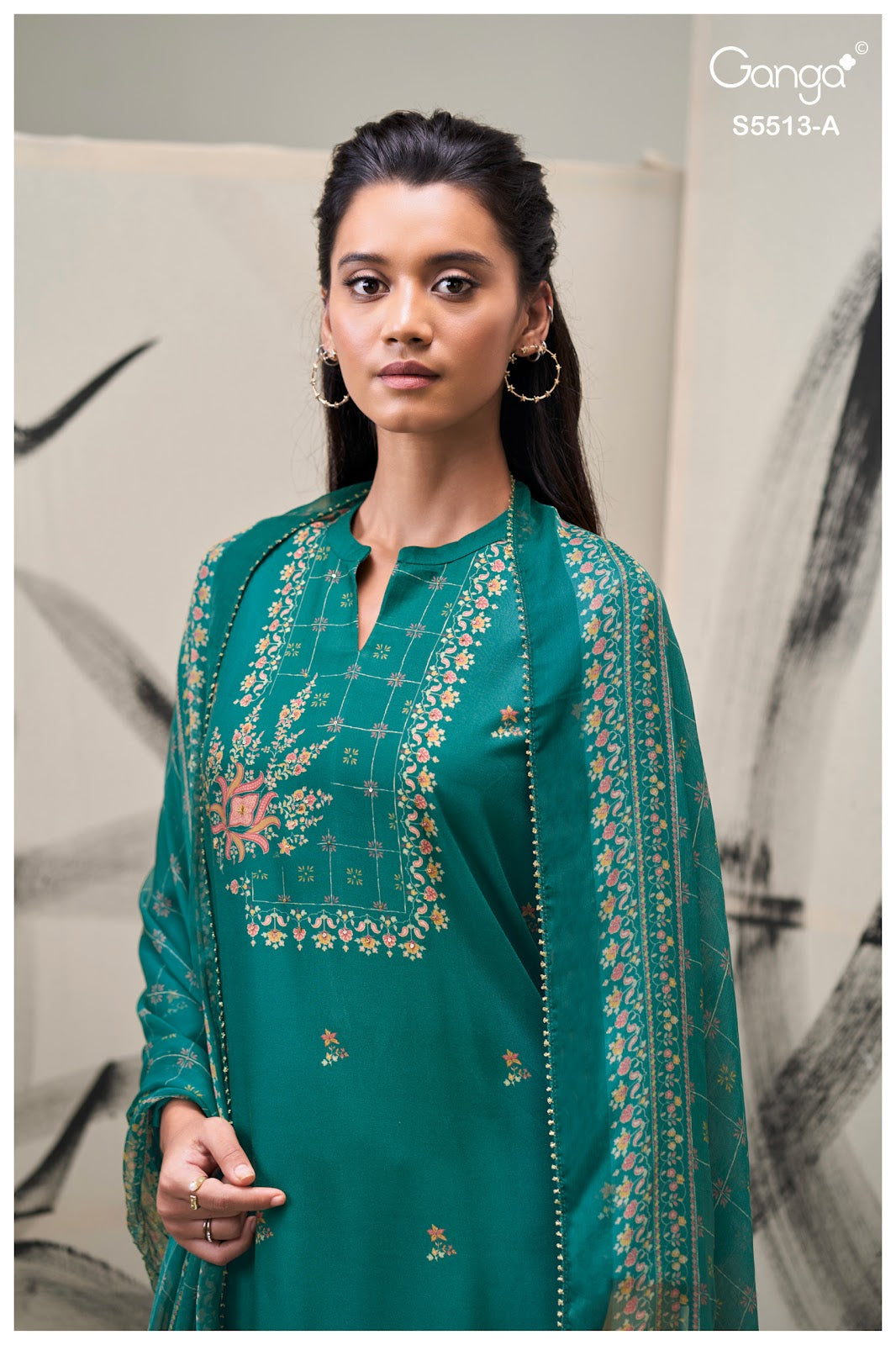 Hennah S5513 Ganga Wool Pashmina Suits Manufacturer India