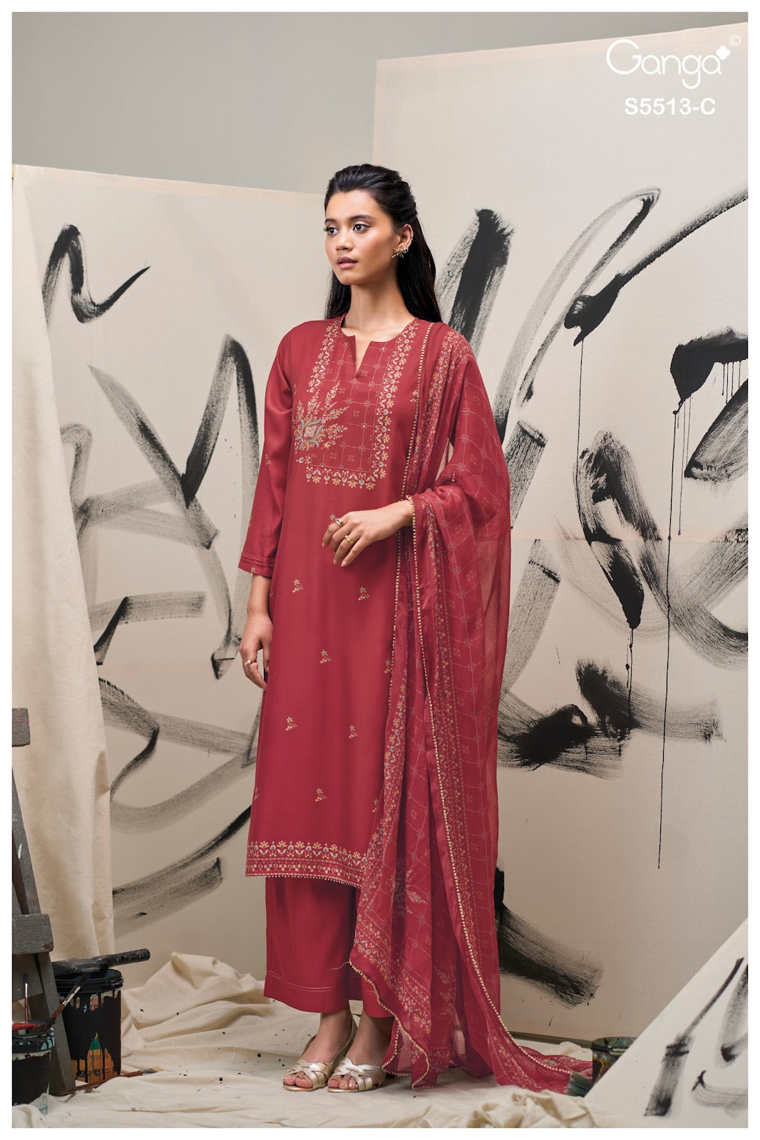 Hennah S5513 Ganga Wool Pashmina Suits Manufacturer India