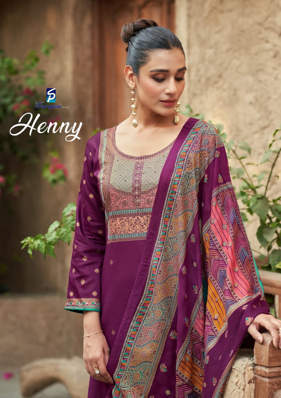 हेनी सरगम ​​प्रिंट्स प्योर जैम पैंट स्टाइल सूट सप्लायर अहमदाबाद