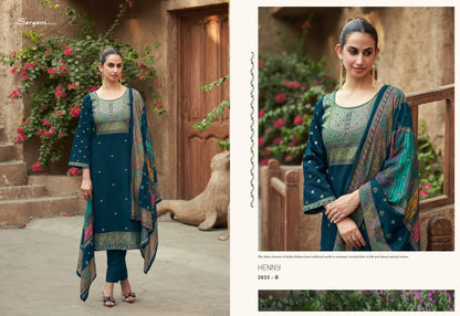 हेनी सरगम ​​प्रिंट्स प्योर जैम पैंट स्टाइल सूट सप्लायर अहमदाबाद