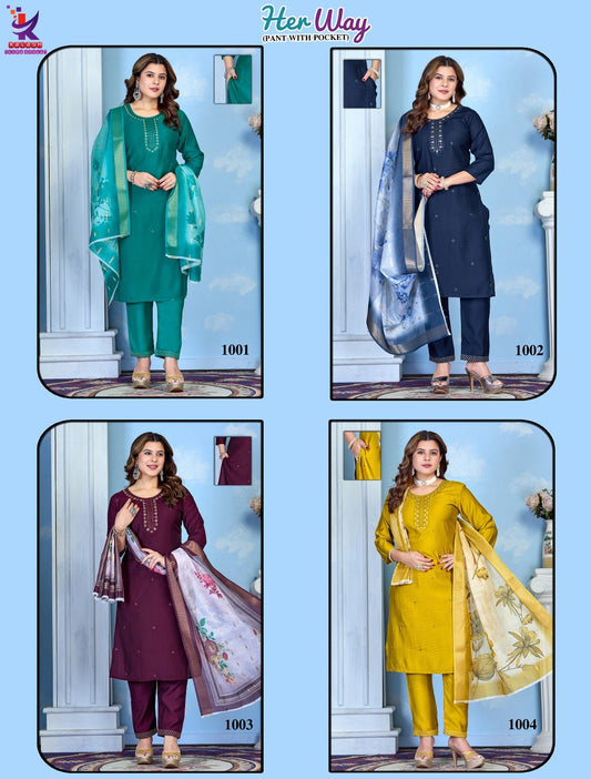 Her Way Mlm Kalash Lifestyle Rayon 17Kg Readymade Pant Style Suits Manufacturer Ahmedabad