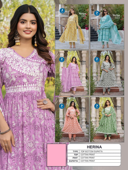 Herina Kaya Cotton Readymade Anarkali Suits Exporter India