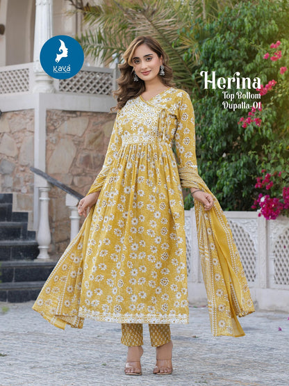Herina Kaya Cotton Readymade Anarkali Suits Exporter India