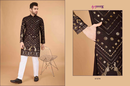 Heritage Embroidered Shubhvastra Viscose Rayon Mens Kurta Supplier Ahmedabad