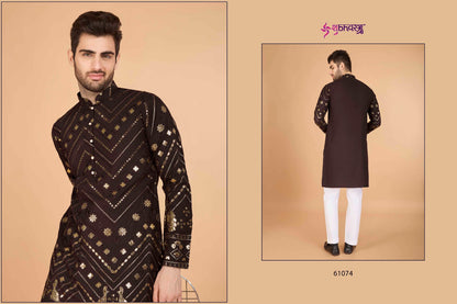 Heritage Embroidered Shubhvastra Viscose Rayon Mens Kurta Supplier Ahmedabad