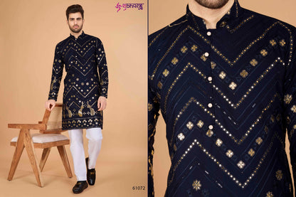 Heritage Embroidered Shubhvastra Viscose Rayon Mens Kurta Supplier Ahmedabad