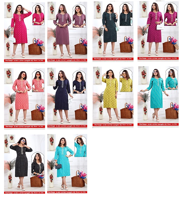 Heritage Jnx Rayon Knee Length Kurtis Wholesale Price