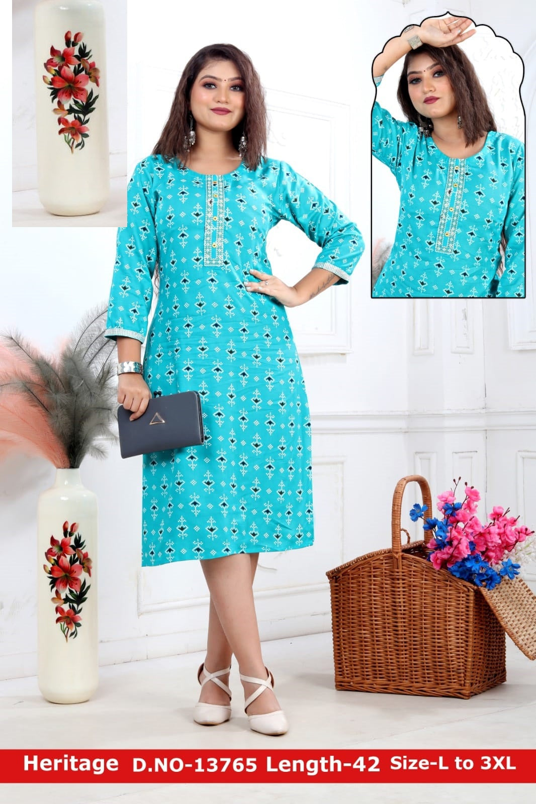 Heritage Jnx Rayon Knee Length Kurtis Wholesale Price