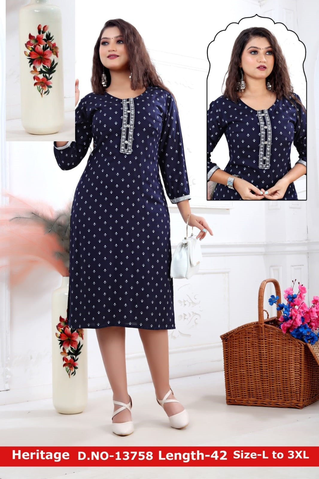 Heritage Jnx Rayon Knee Length Kurtis Wholesale Price