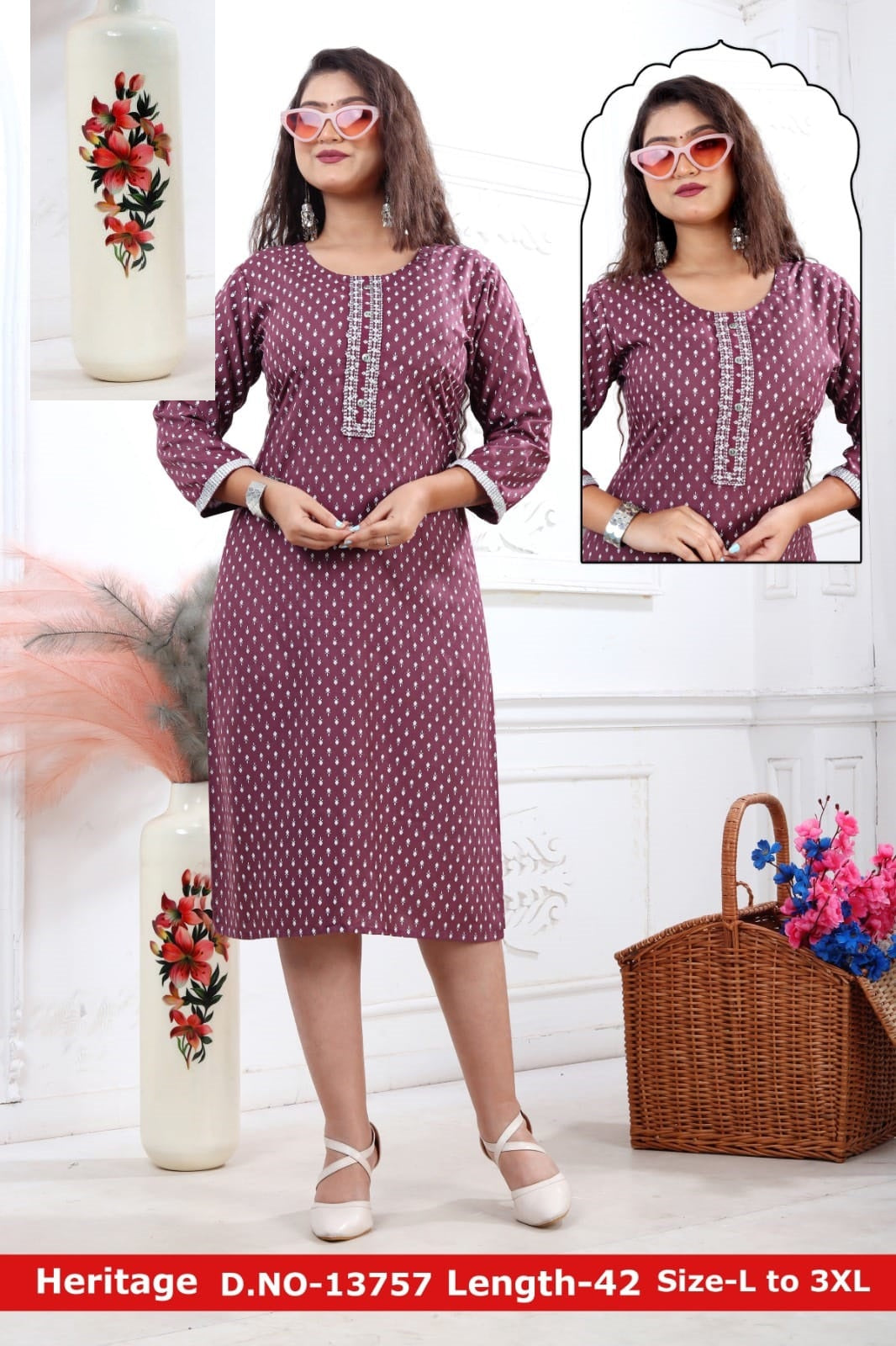 Heritage Jnx Rayon Knee Length Kurtis Wholesale Price