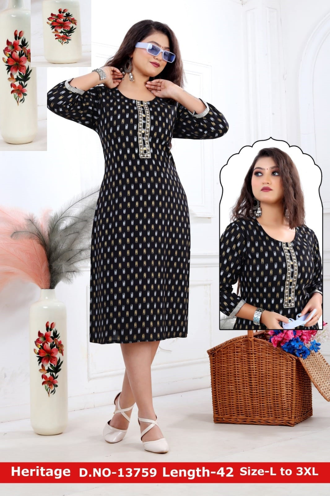 Heritage Jnx Rayon Knee Length Kurtis Wholesale Price