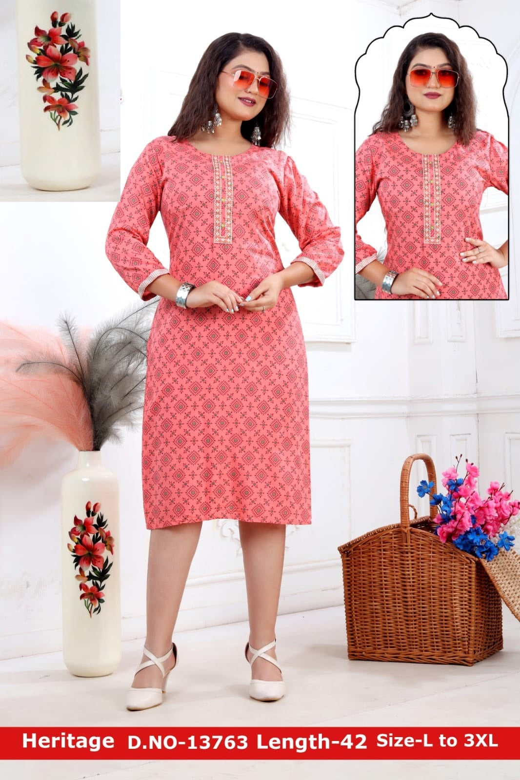 Heritage Jnx Rayon Knee Length Kurtis Wholesale Price