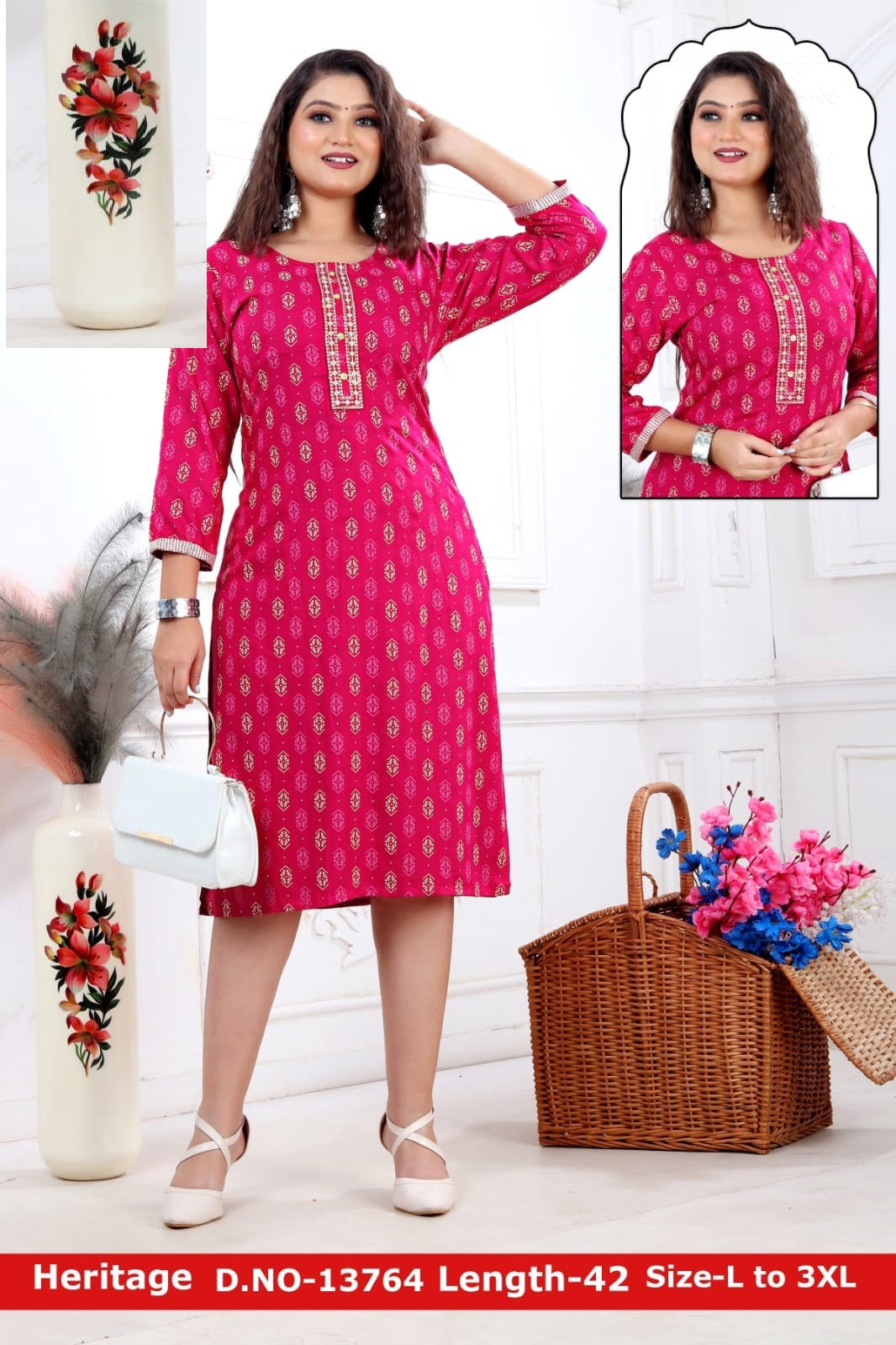 Heritage Jnx Rayon Knee Length Kurtis Wholesale Price