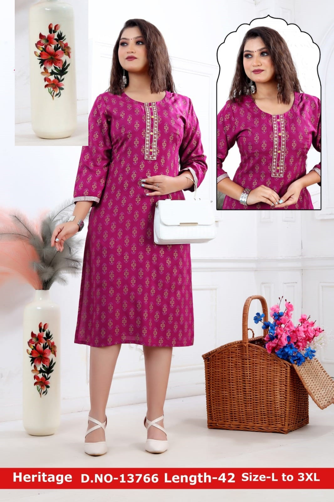 Heritage Jnx Rayon Knee Length Kurtis Wholesale Price