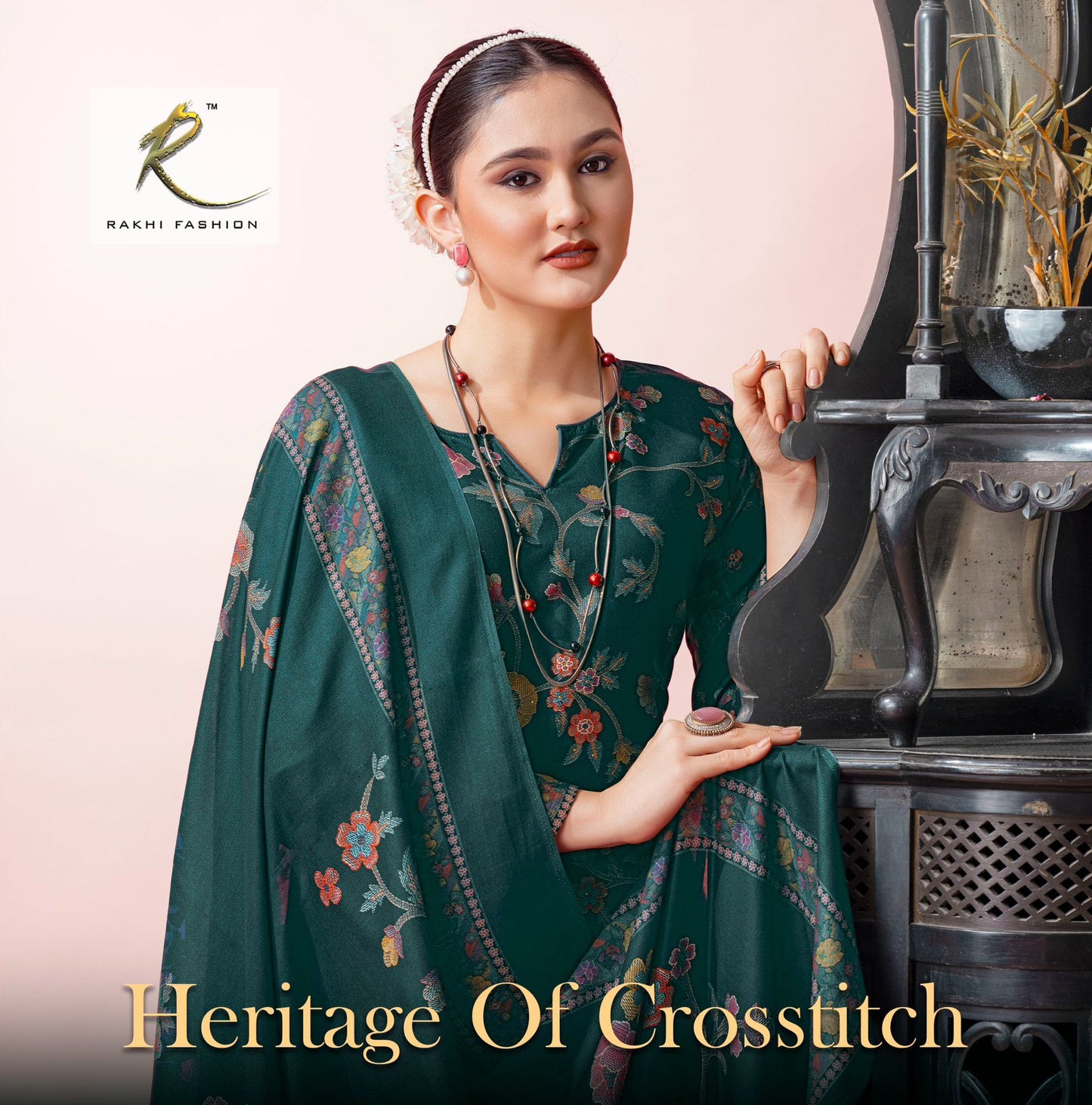 Heritage Of Crosstitch Rakhi Fashion Pashmina Suits Wholesale