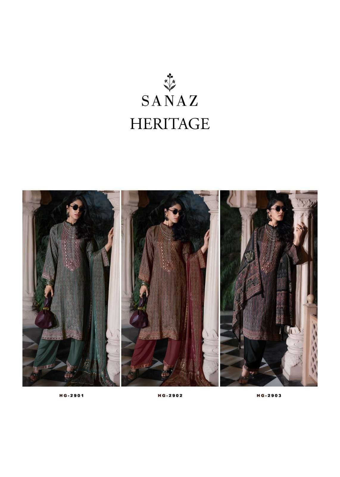 Heritage Sanaz Viscose Muslin Pant Style Suits Supplier India