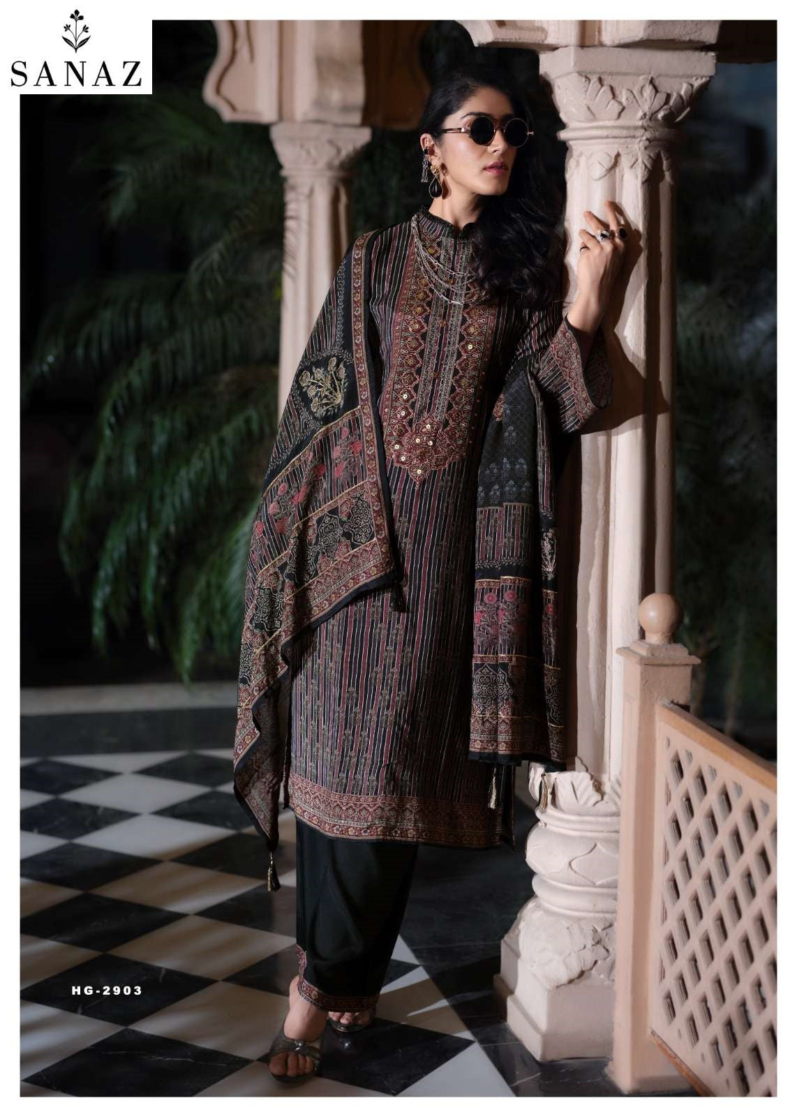 Heritage Sanaz Viscose Muslin Pant Style Suits Supplier India