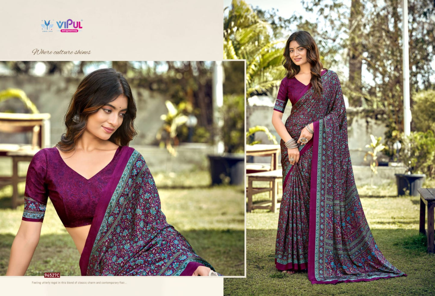Heritage Silk 94527 Vipul Crape Sarees Manufacturer Gujarat