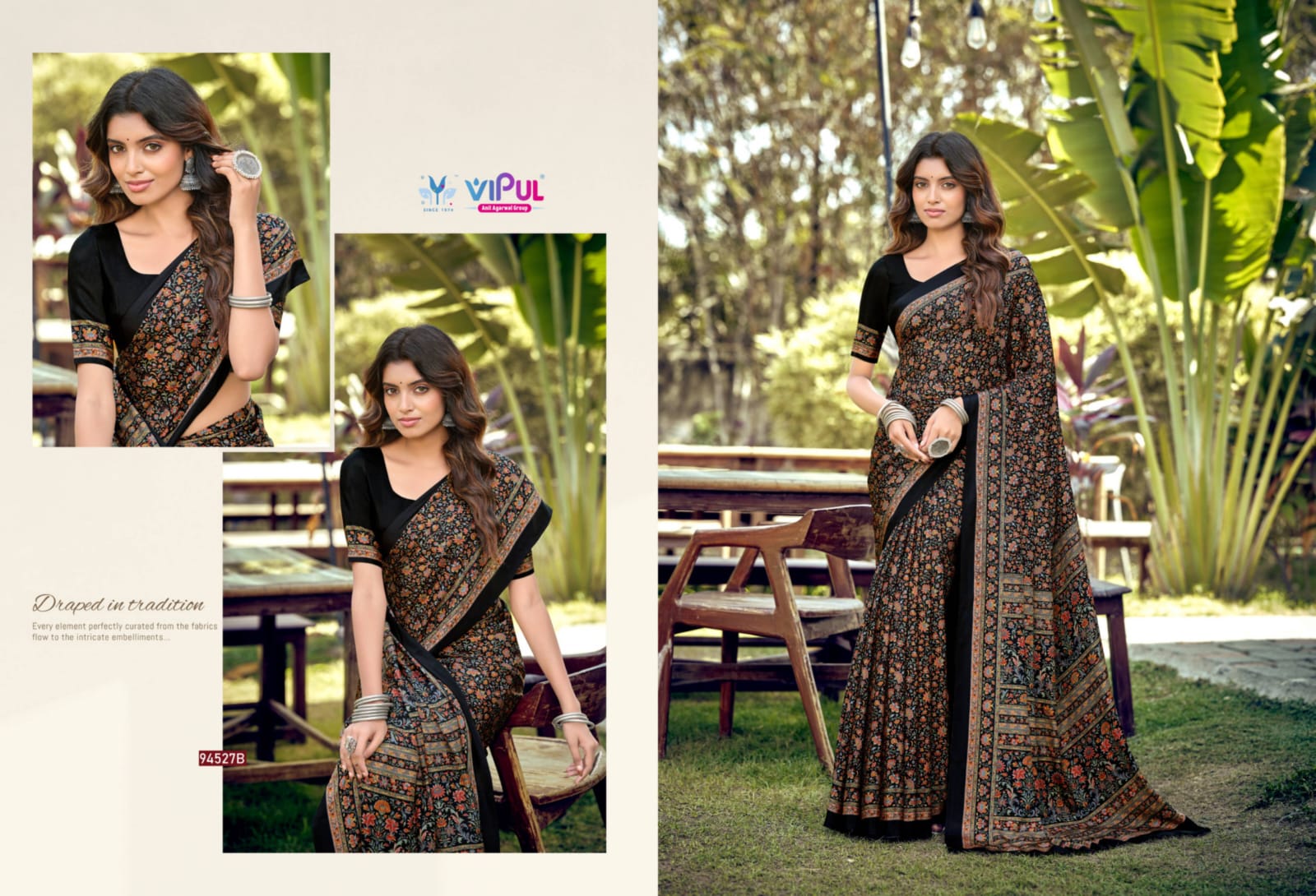 Heritage Silk 94527 Vipul Crape Sarees Manufacturer Gujarat