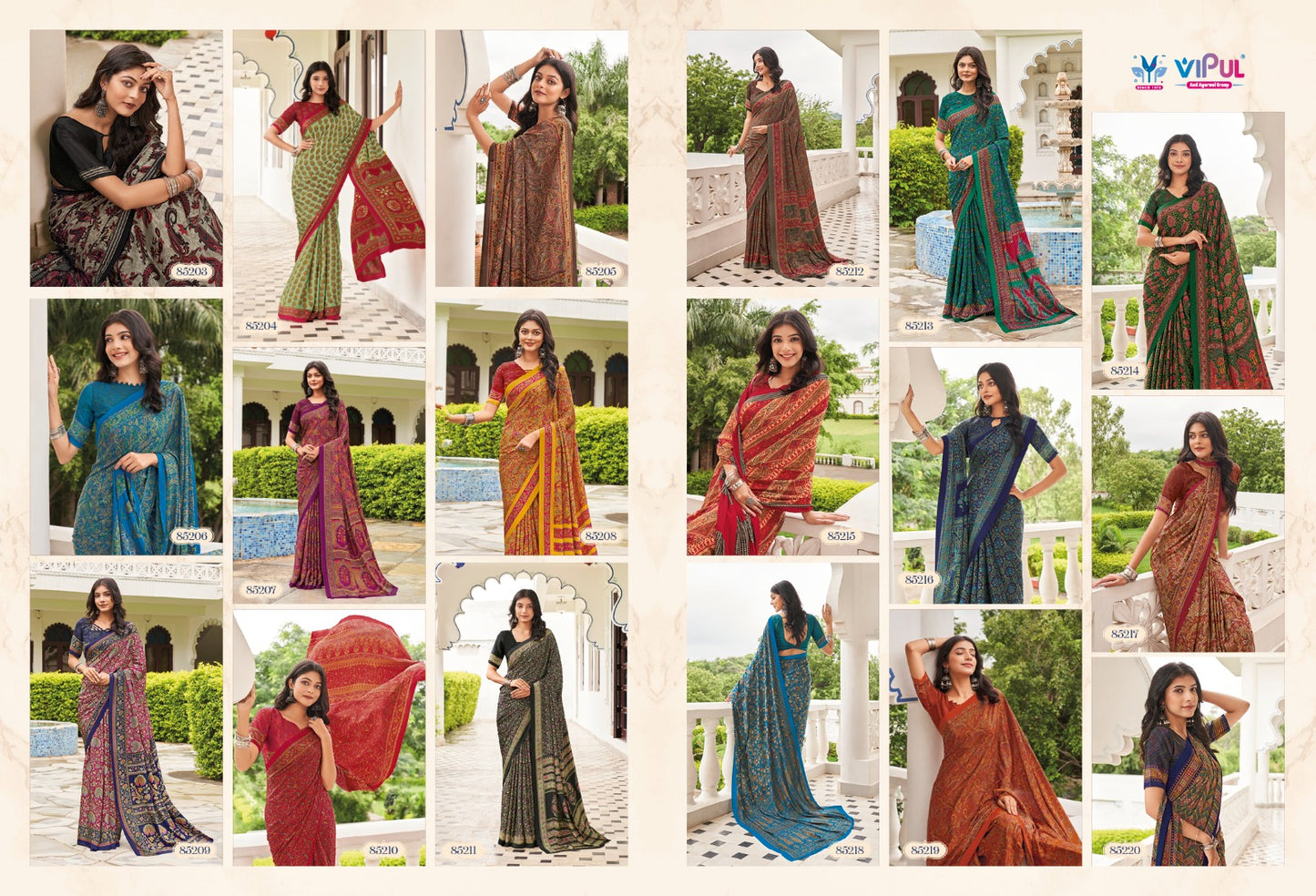 Heritage Silk Vol 11 Vipul Crape Sarees Exporter Ahmedabad