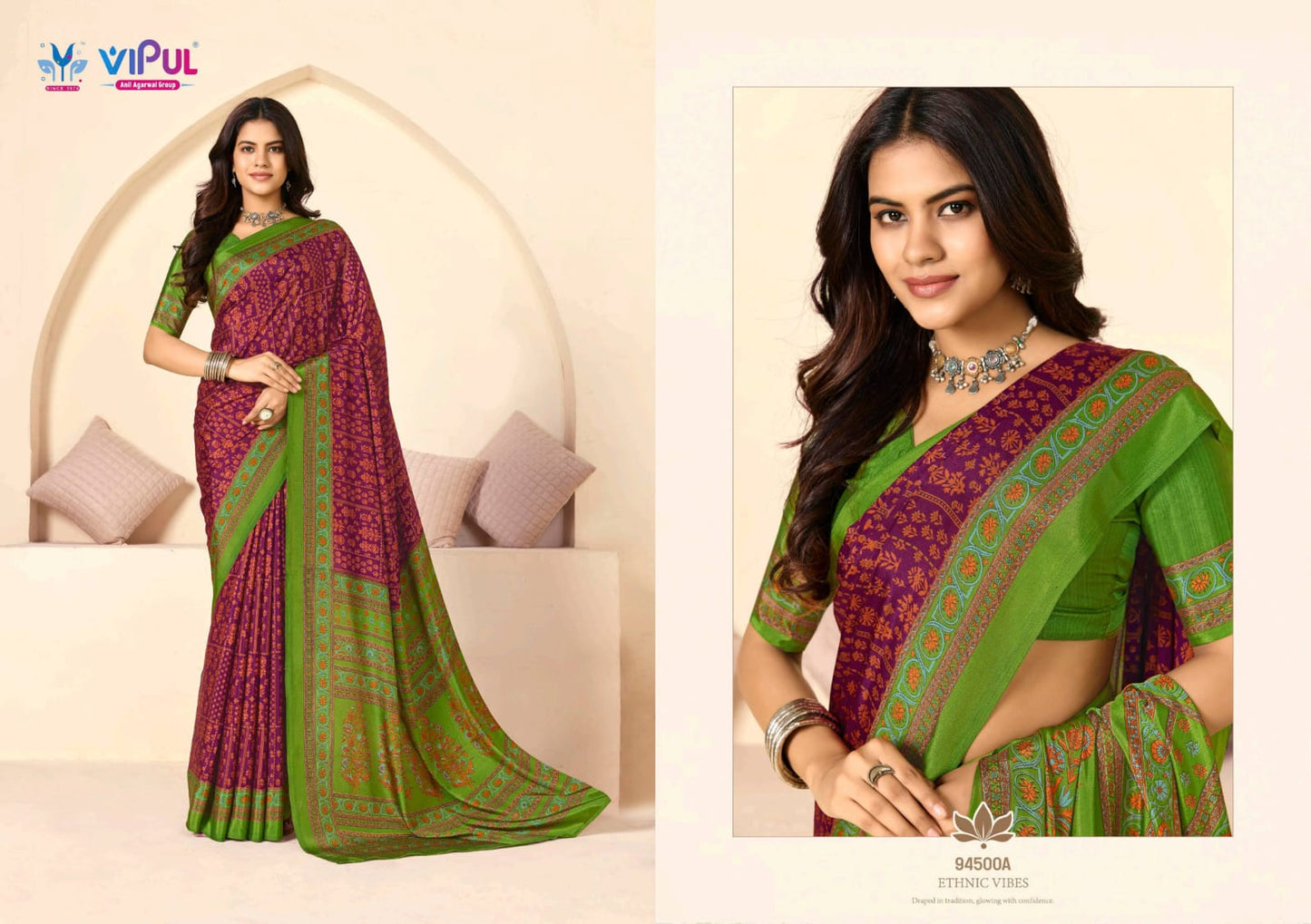 Heritage Silk Vol 15 Vipul Crape Sarees Exporter Gujarat