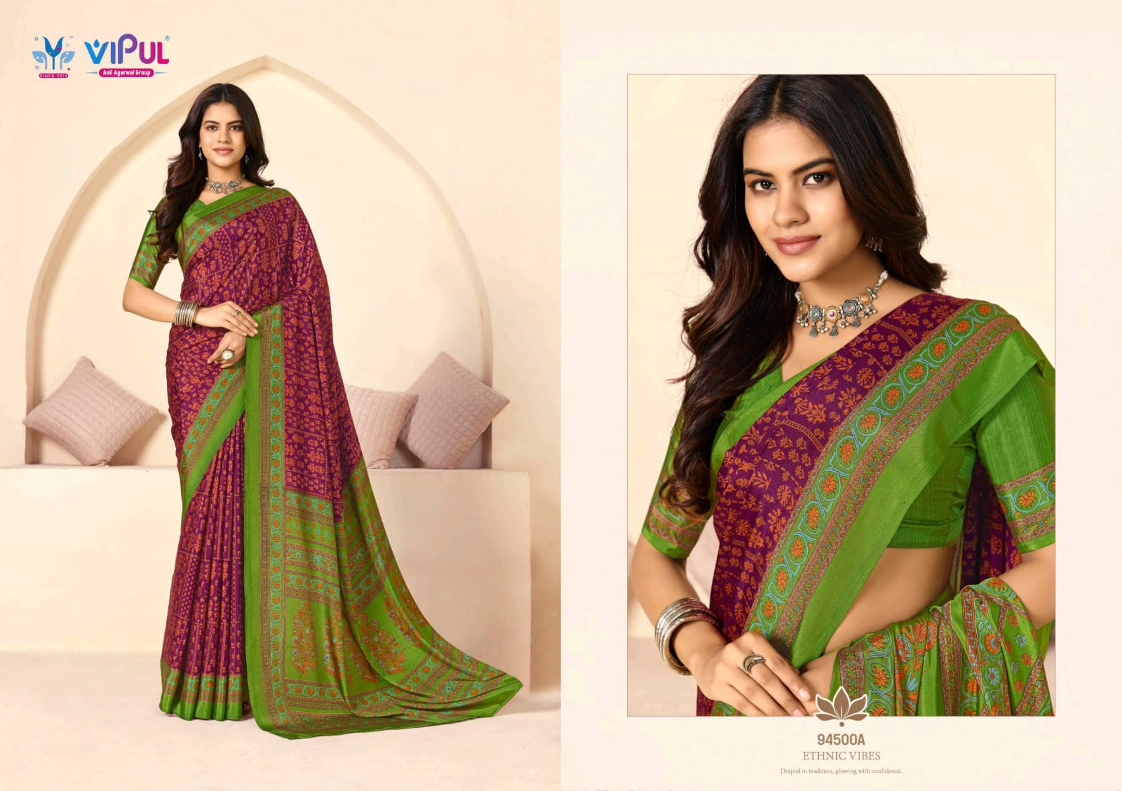 Heritage Silk Vol 15 Vipul Crape Sarees Exporter Gujarat