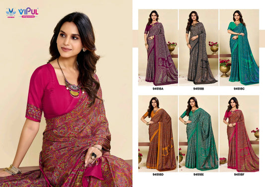 Heritage Silk Vol 17 Vipul Crape Sarees Supplier Gujarat