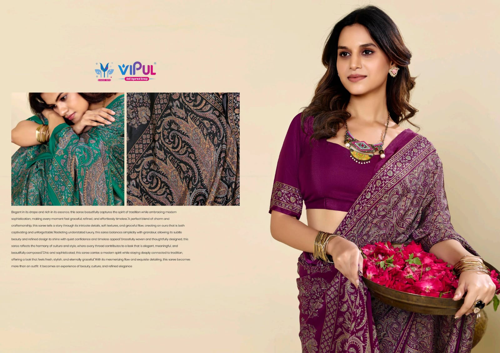 Heritage Silk Vol 17 Vipul Crape Sarees Supplier Gujarat