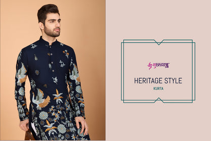 Heritage Style 61121-61126 Shubhvastra Viscose Rayon Mens Kurta Exporter