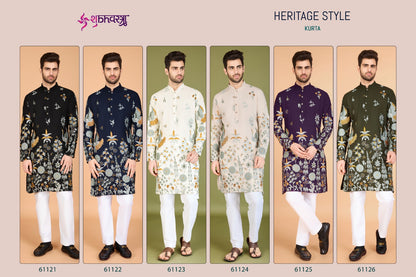 Heritage Style 61121-61126 Shubhvastra Viscose Rayon Mens Kurta Exporter
