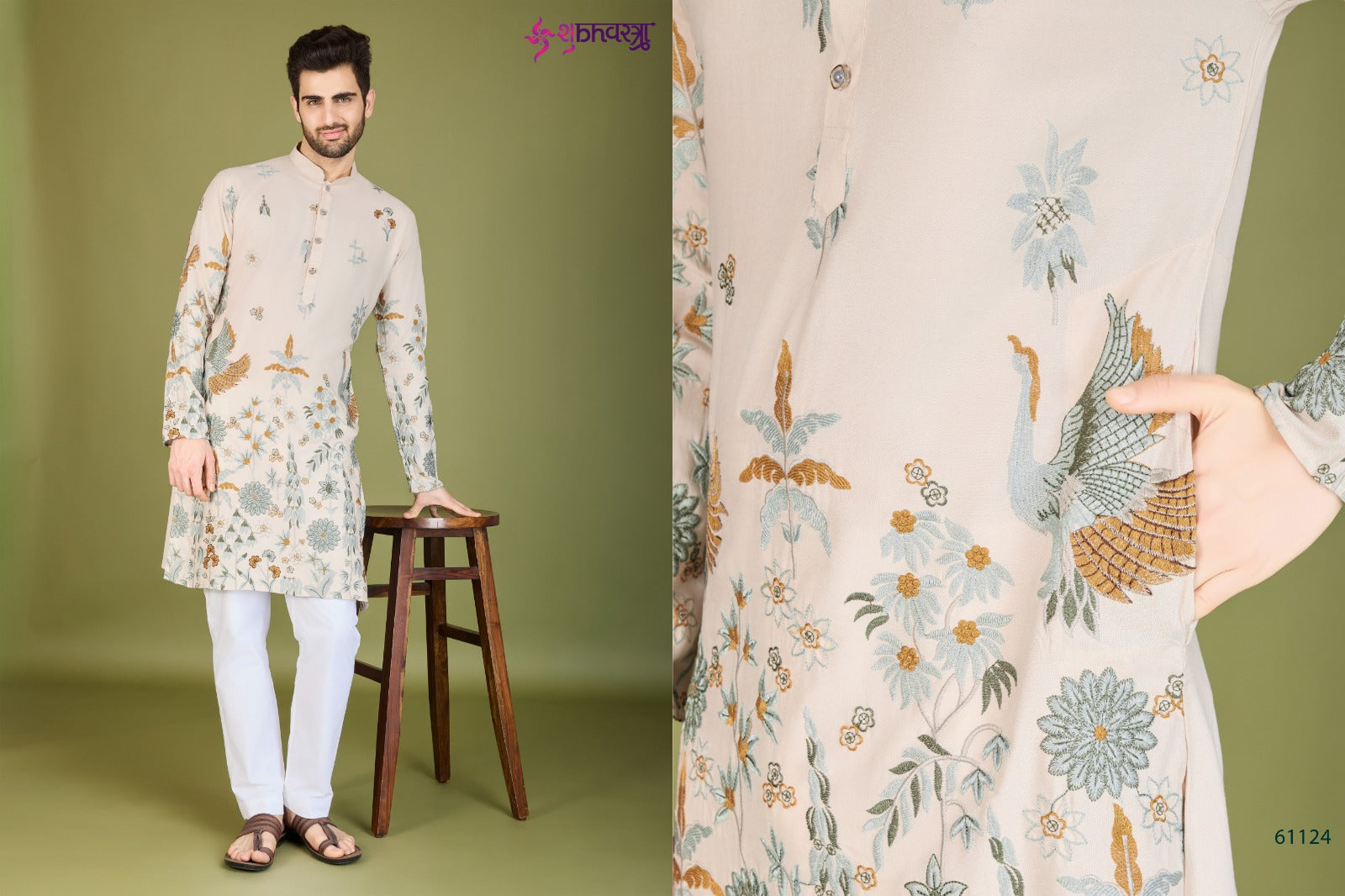 Heritage Style 61121-61126 Shubhvastra Viscose Rayon Mens Kurta Exporter