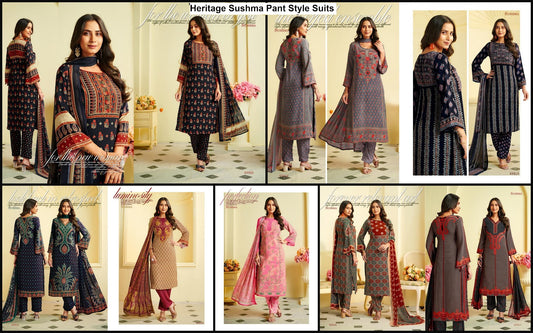 Heritage Sushma Crape Pant Style Suits Exporter