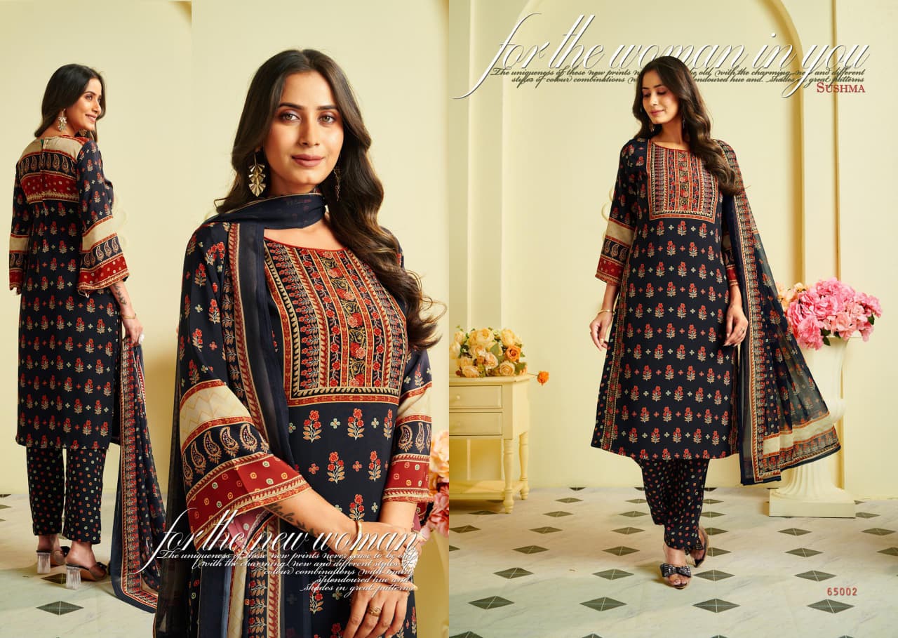 Heritage Sushma Crape Pant Style Suits Exporter