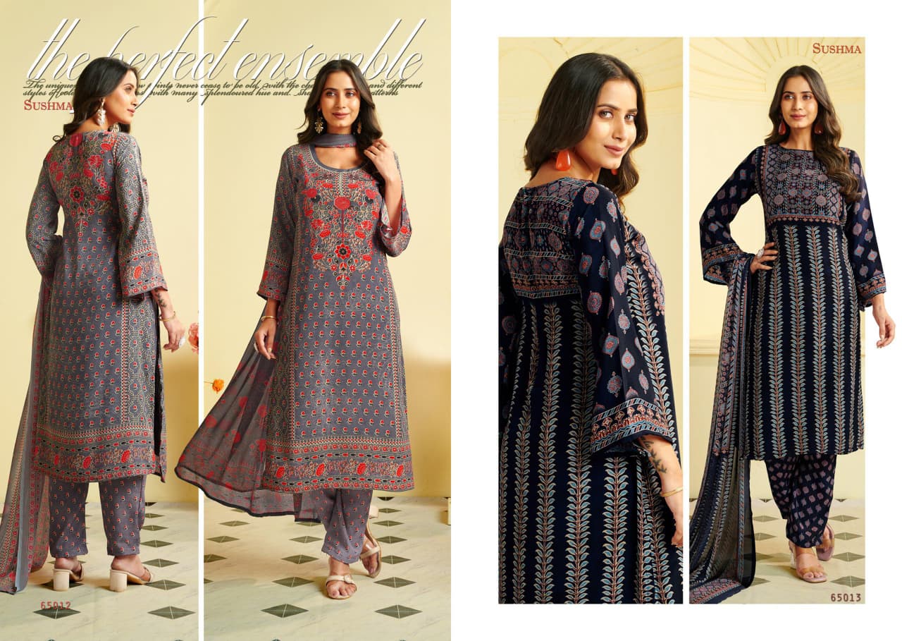 Heritage Sushma Crape Pant Style Suits Exporter