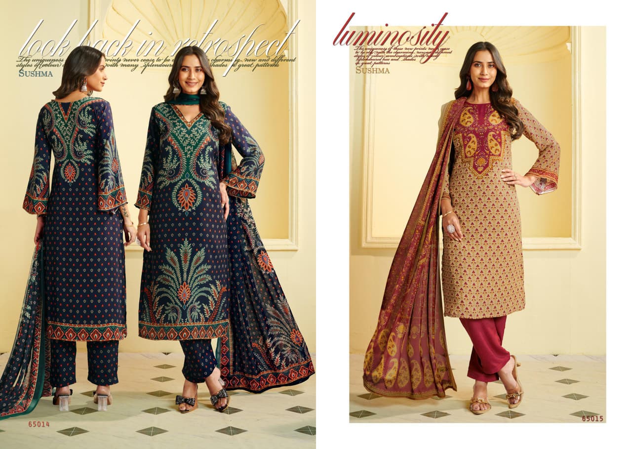 Heritage Sushma Crape Pant Style Suits Exporter