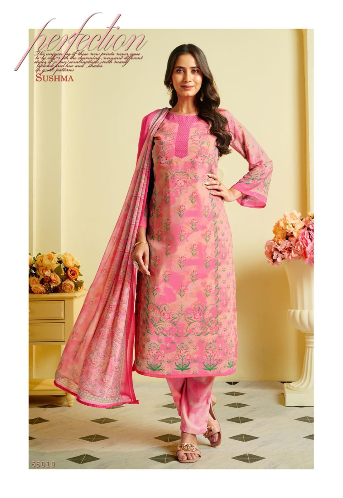 Heritage Sushma Crape Pant Style Suits Exporter