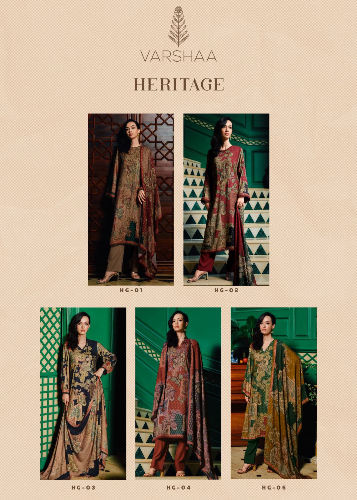 Heritage Varsha Fashions Viscose Pashmina Suits Supplier Ahmedabad