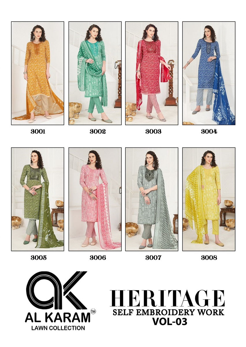 Heritage Vol 3 Al Karam Karachi Salwar Suits Manufacturer India