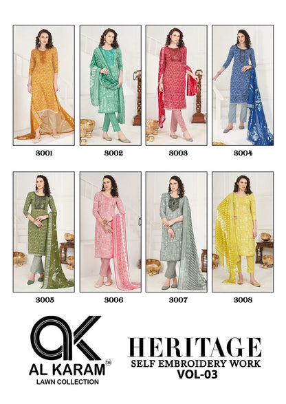 Heritage Vol 3 Al Karam Karachi Salwar Suits Manufacturer India