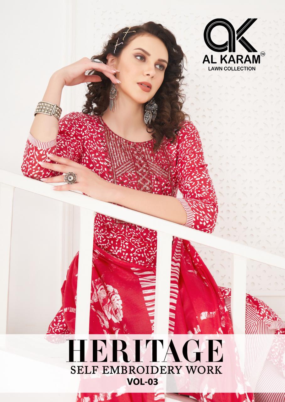Heritage Vol 3 Al Karam Karachi Salwar Suits Manufacturer India